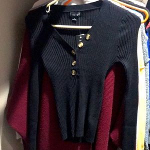 Small NWT Black Fitted Shirt with Button Detail